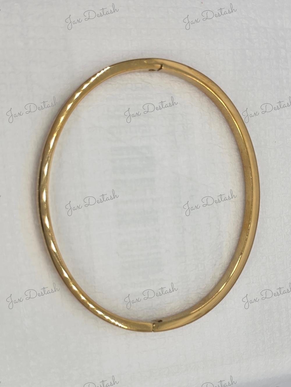 Stainless Steel Gold Tone Crystal-Accented Bangle Bracelet BR110 - Picture 3 of 4